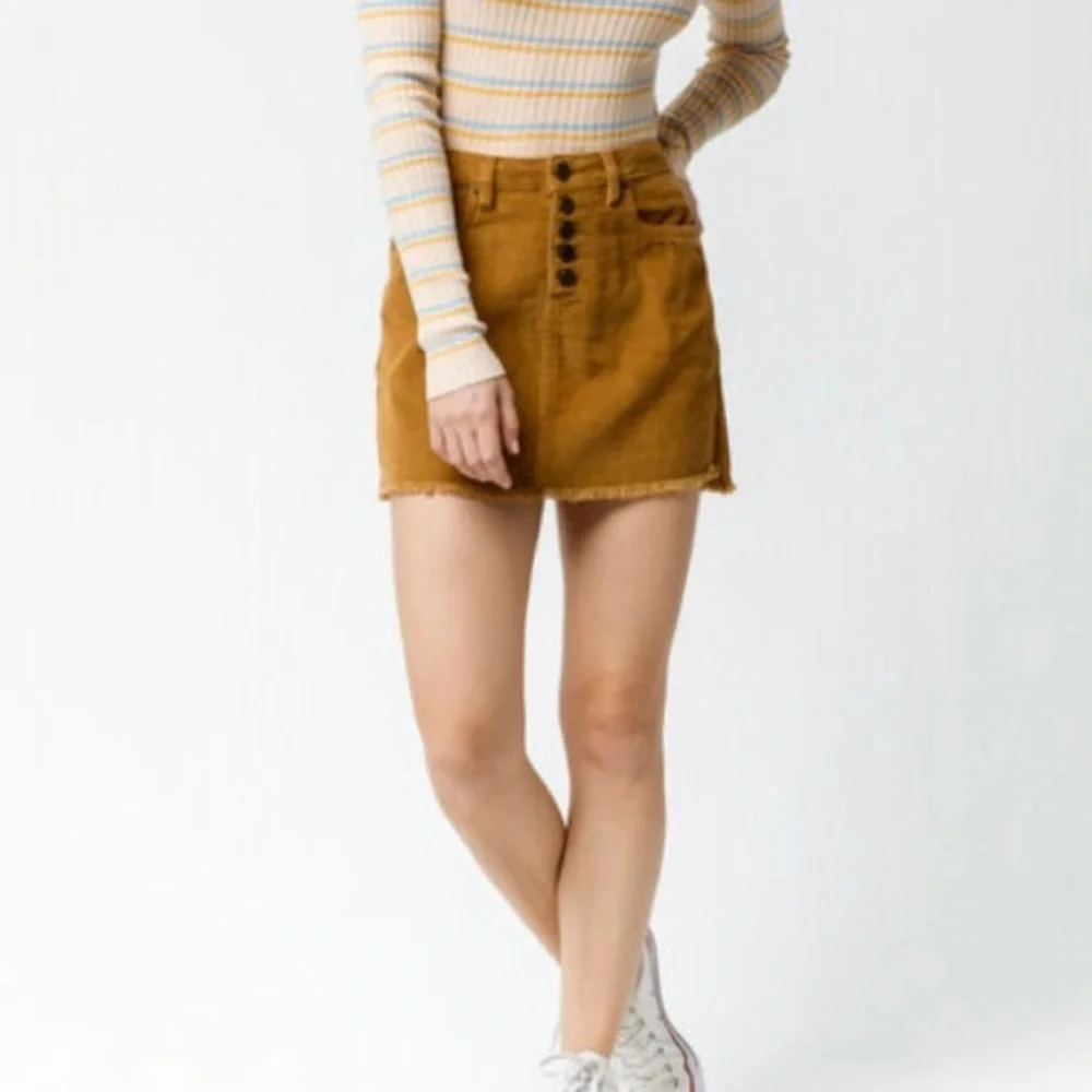 INDIGO REIN Corduroy Button Front Mini Skirt!